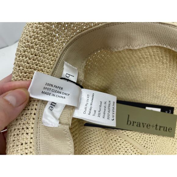 Brave & True Crenshaw Bucket Hat Natural Straw Summer Sun Hat One Size NWT - Picture 5 of 8